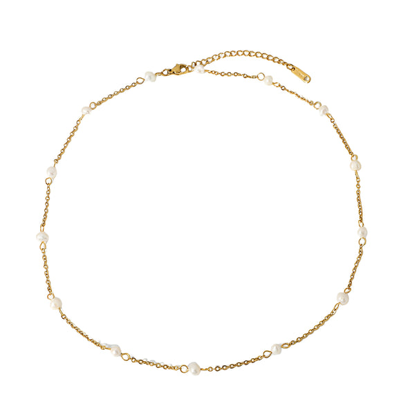 18K Gold Plated Freshwater Pearl Choker Necklace