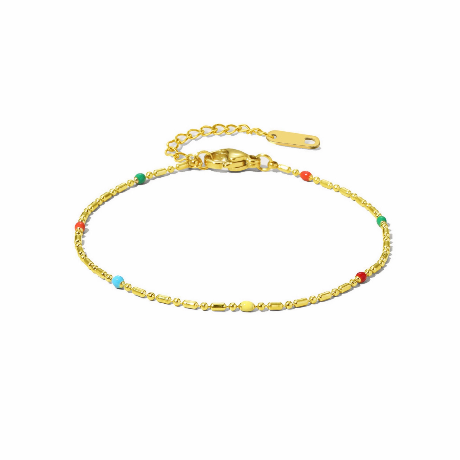 14K Gold Plated Colorful Bead Bracelet