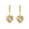 14K Gold Plated Heart Zirconia Pendant Earrings