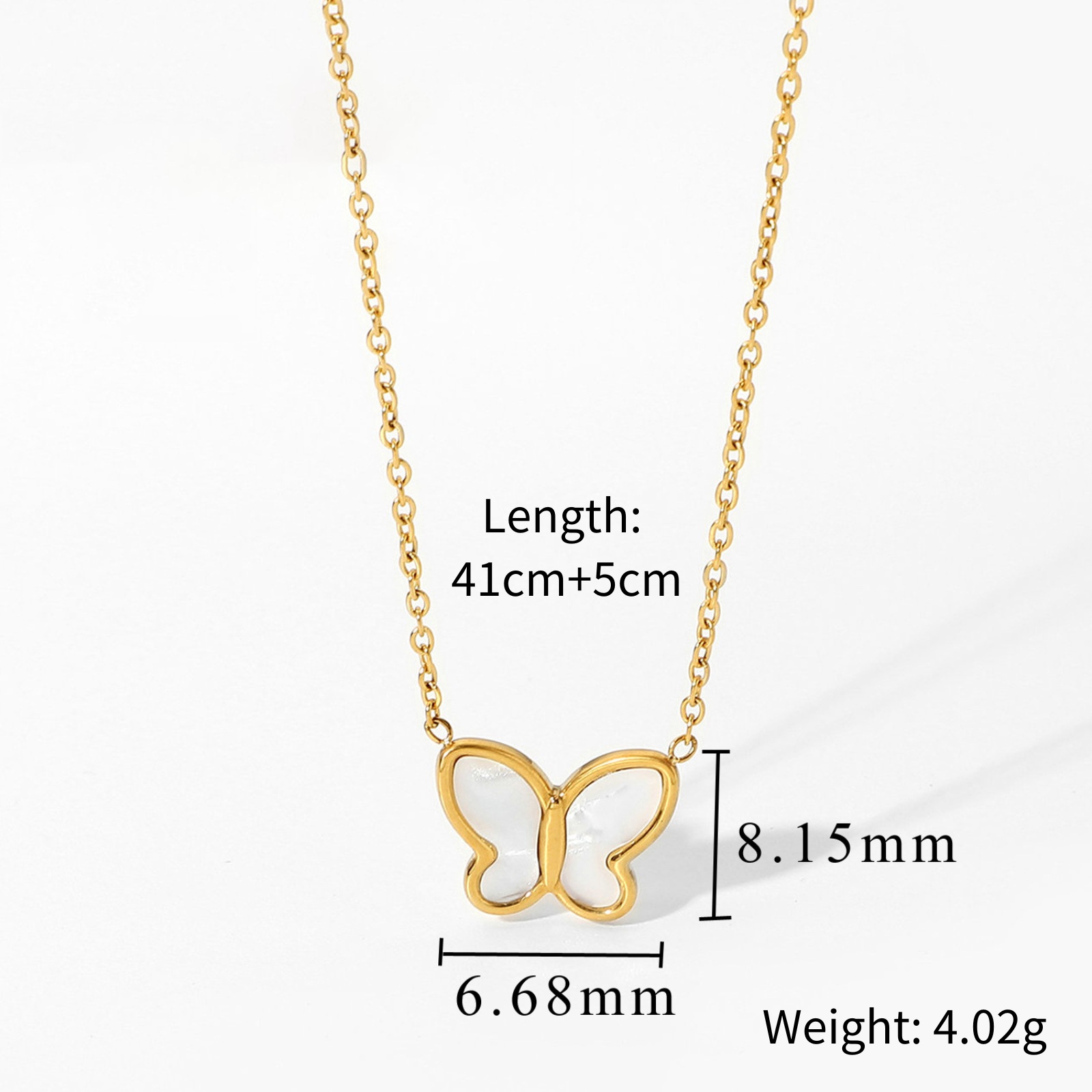 14K Gold Plated White Shell Butterfly Necklace