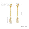 18K Gold Plated Pearl Pendant Earrings