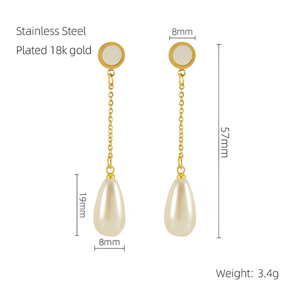 18K Gold Plated Pearl Pendant Earrings