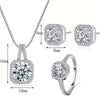 Square Zirconia Ring Earring Necklace Set