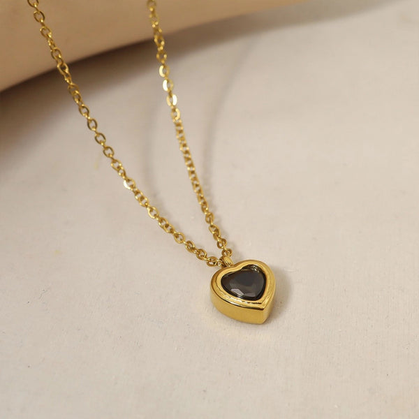 18K Gold Plated Heart Zirconia Pendant Necklace