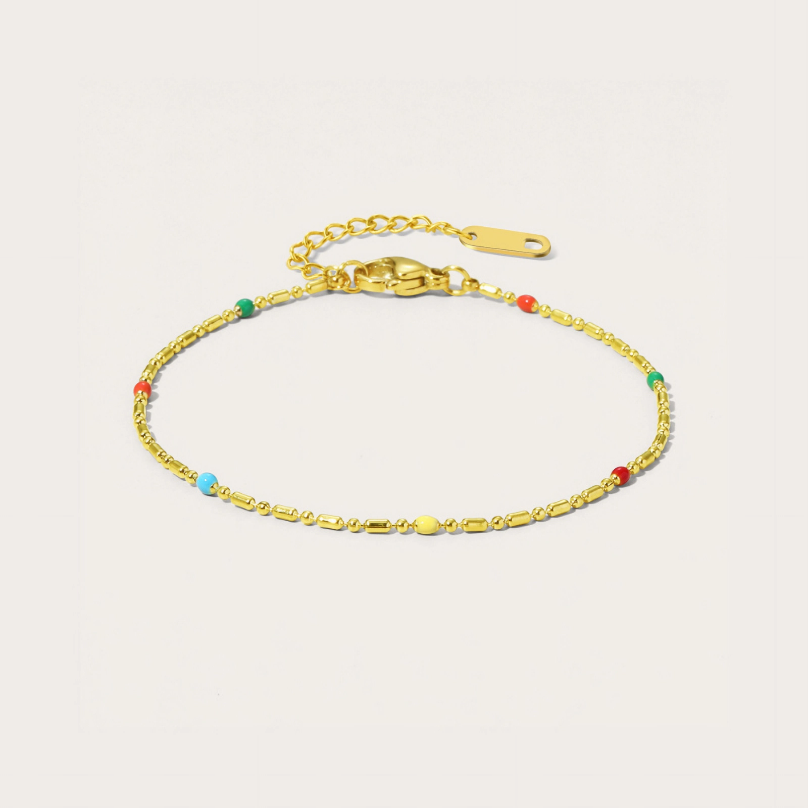 14K Gold Plated Colorful Bead Bracelet