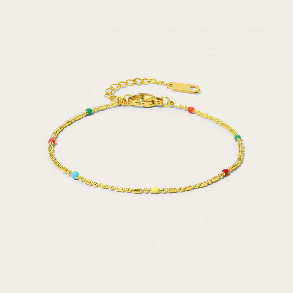 14K Gold Plated Colorful Bead Bracelet