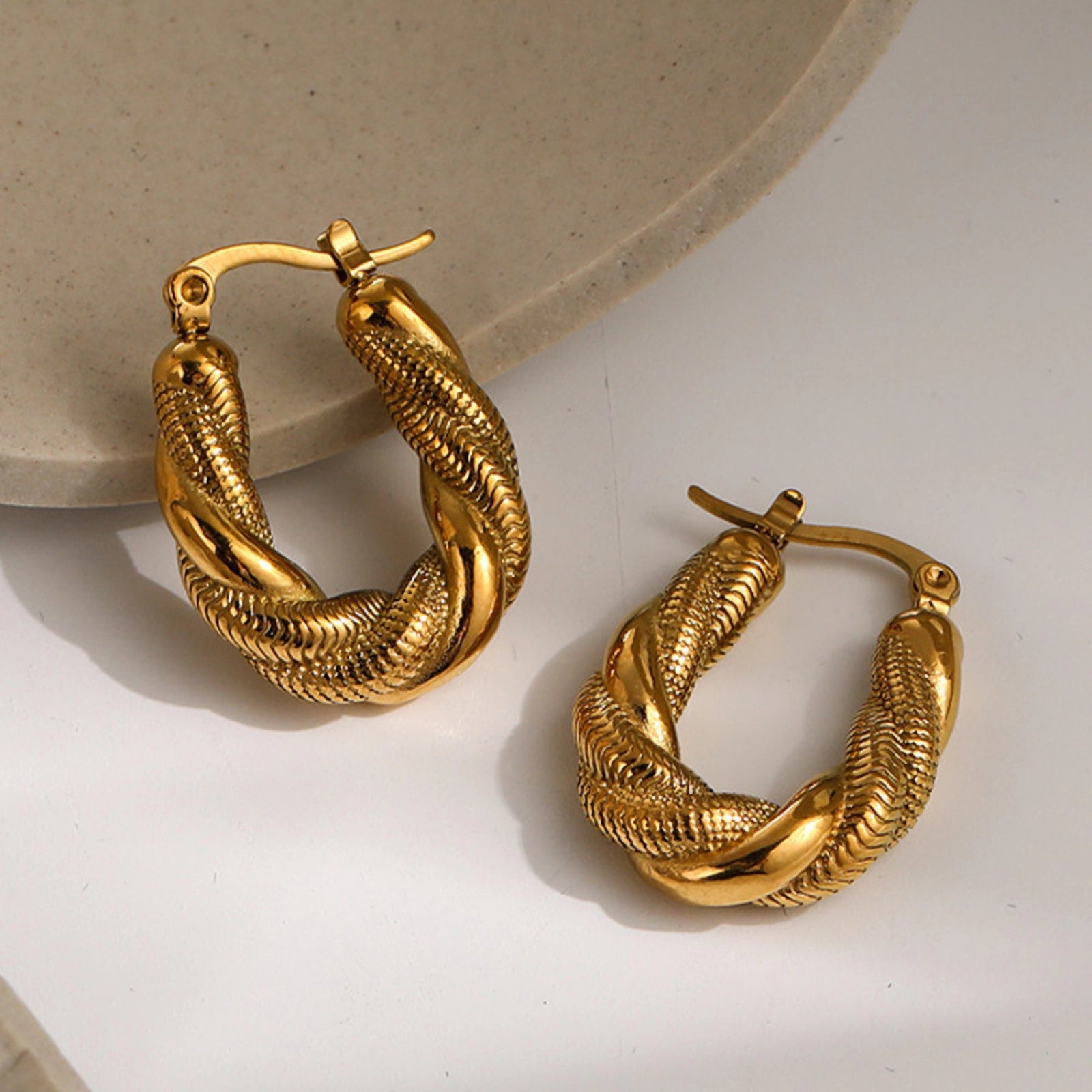 18K Gold Plated Twist Earrings