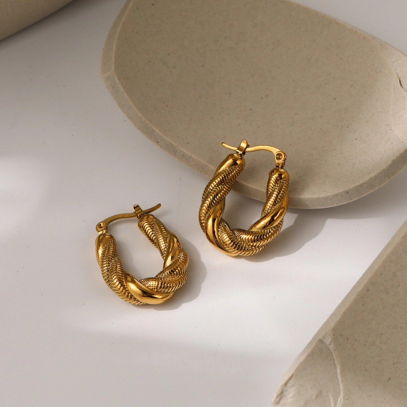 18K Gold Plated Twist Earrings