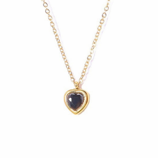 18K Gold Plated Heart Zirconia Pendant Necklace