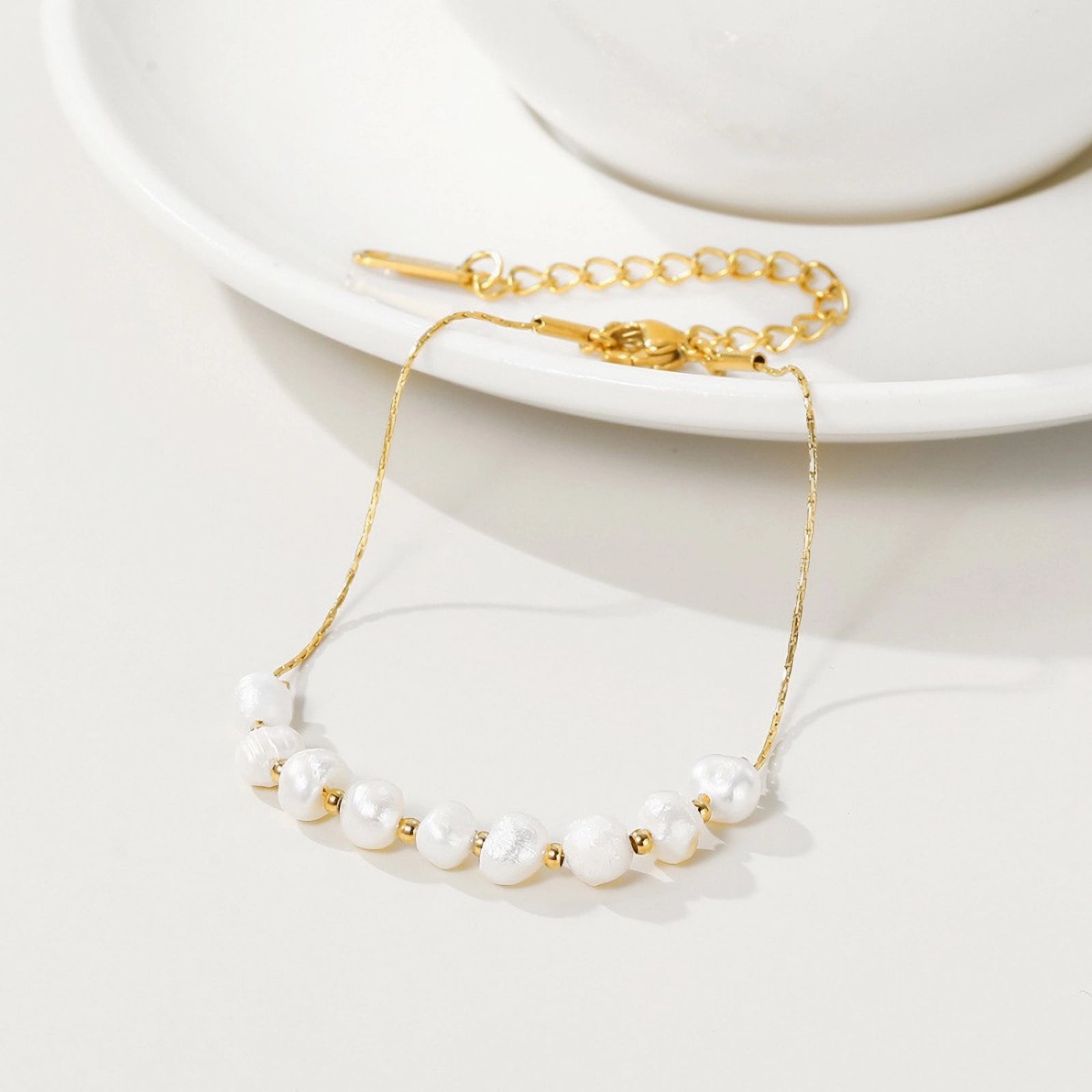 14K Gold Plated Natural Pearl Bracelet