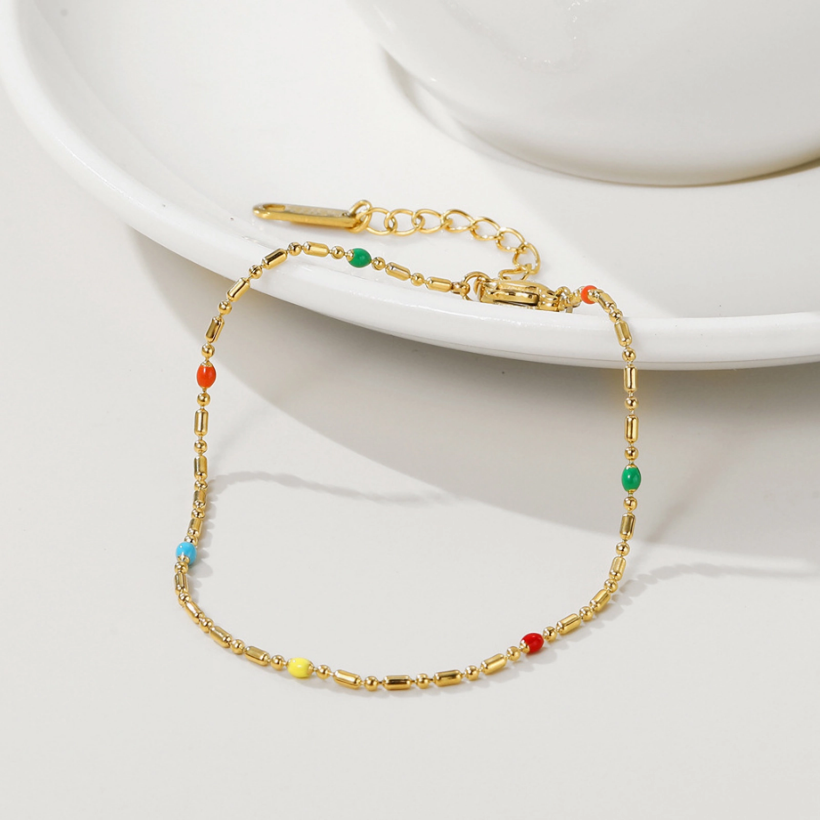 14K Gold Plated Colorful Bead Bracelet