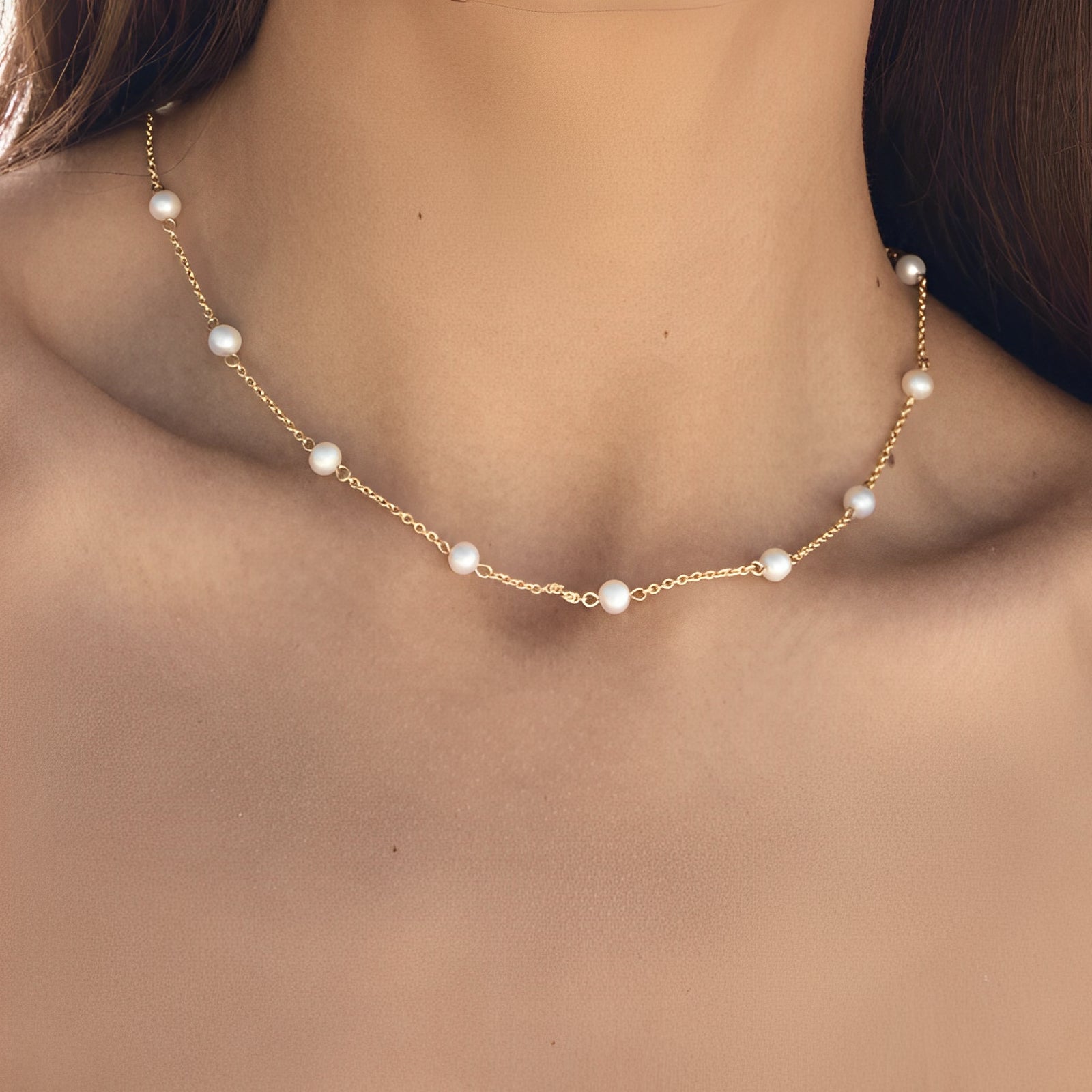 18K Gold Plated Freshwater Pearl Choker Necklace