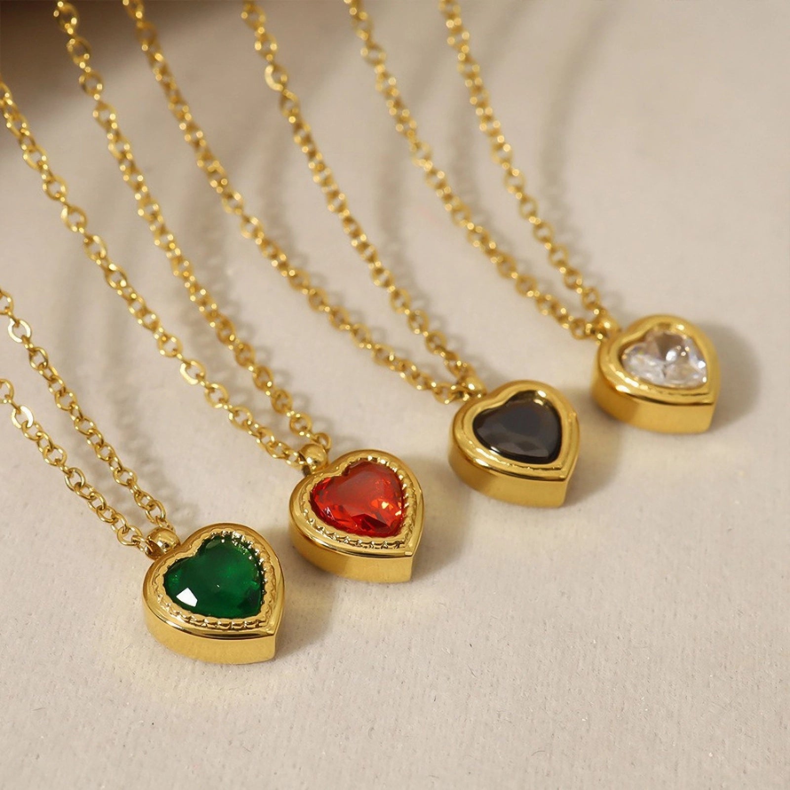 18K Gold Plated Heart Zirconia Pendant Necklace