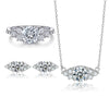 925 silver diamond ring earrings necklace set