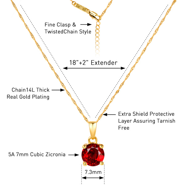 14K Gold Plated CZ Birthstone Necklace