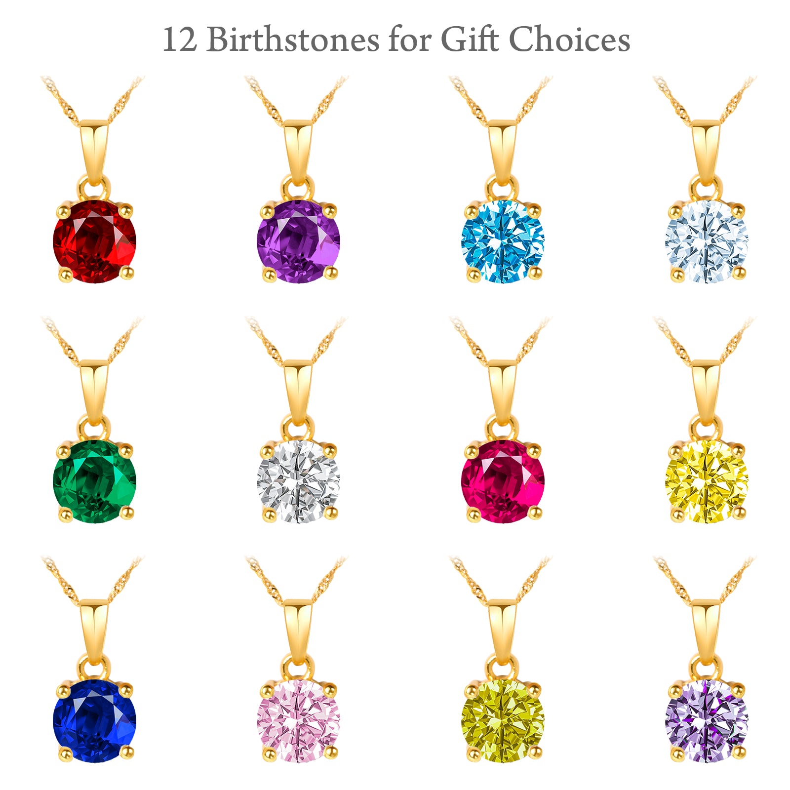 14K Gold Plated CZ Birthstone Necklace