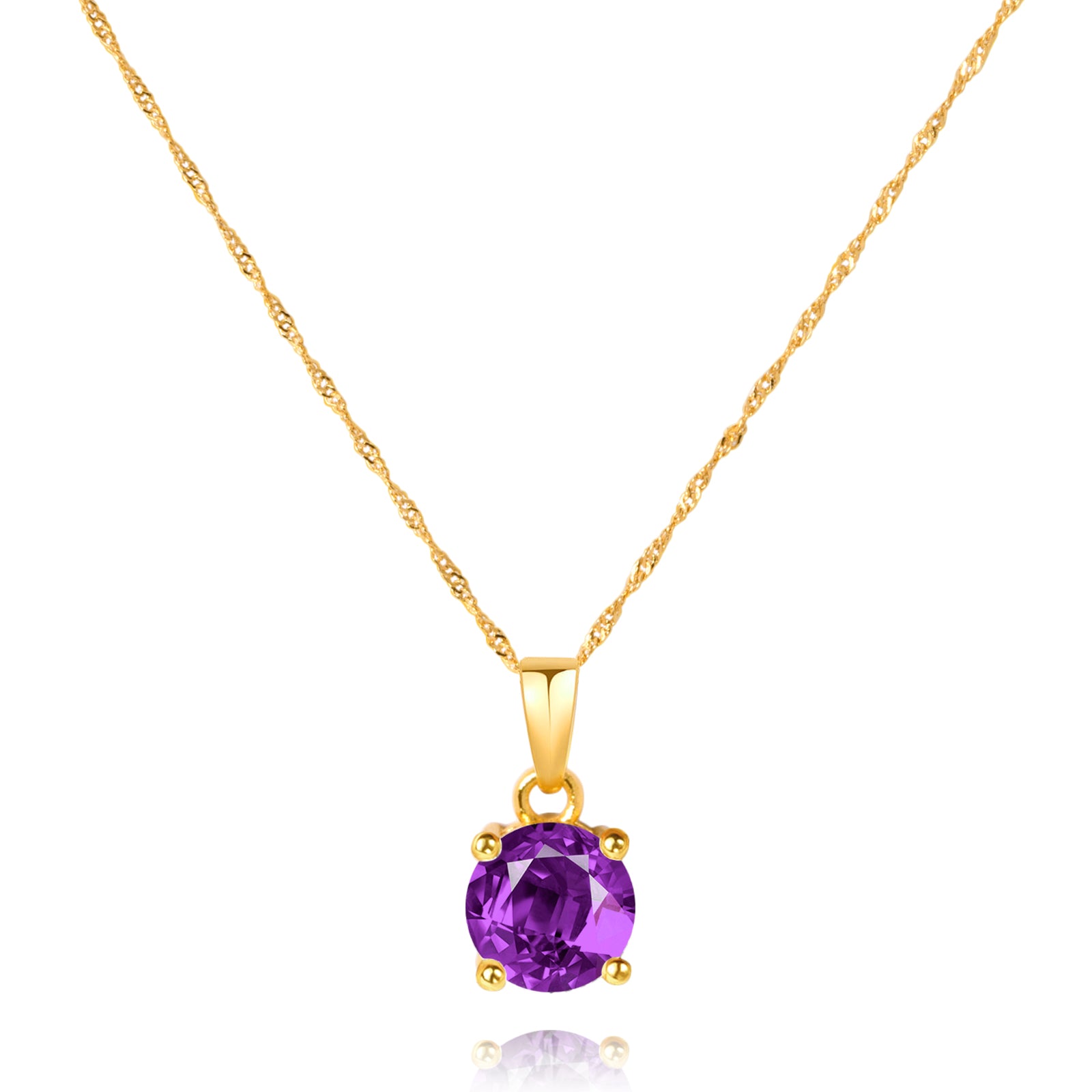 14K Gold Plated CZ Birthstone Necklace