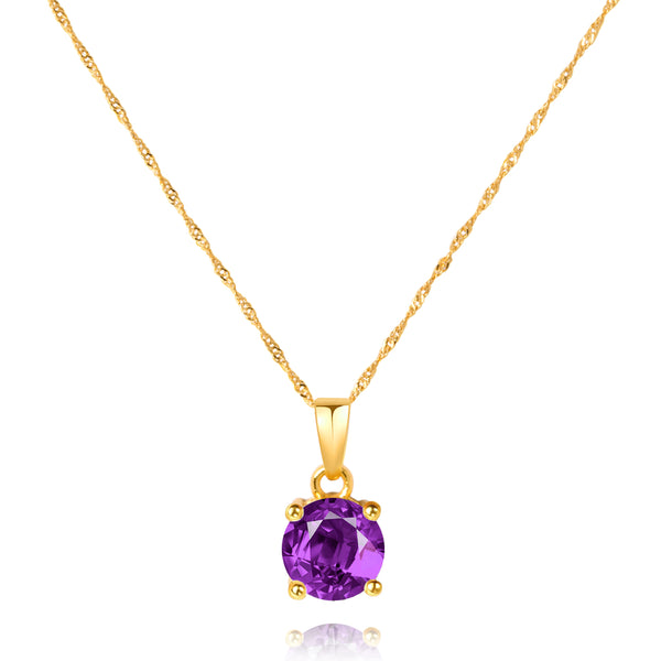 14K Gold Plated CZ Birthstone Necklace