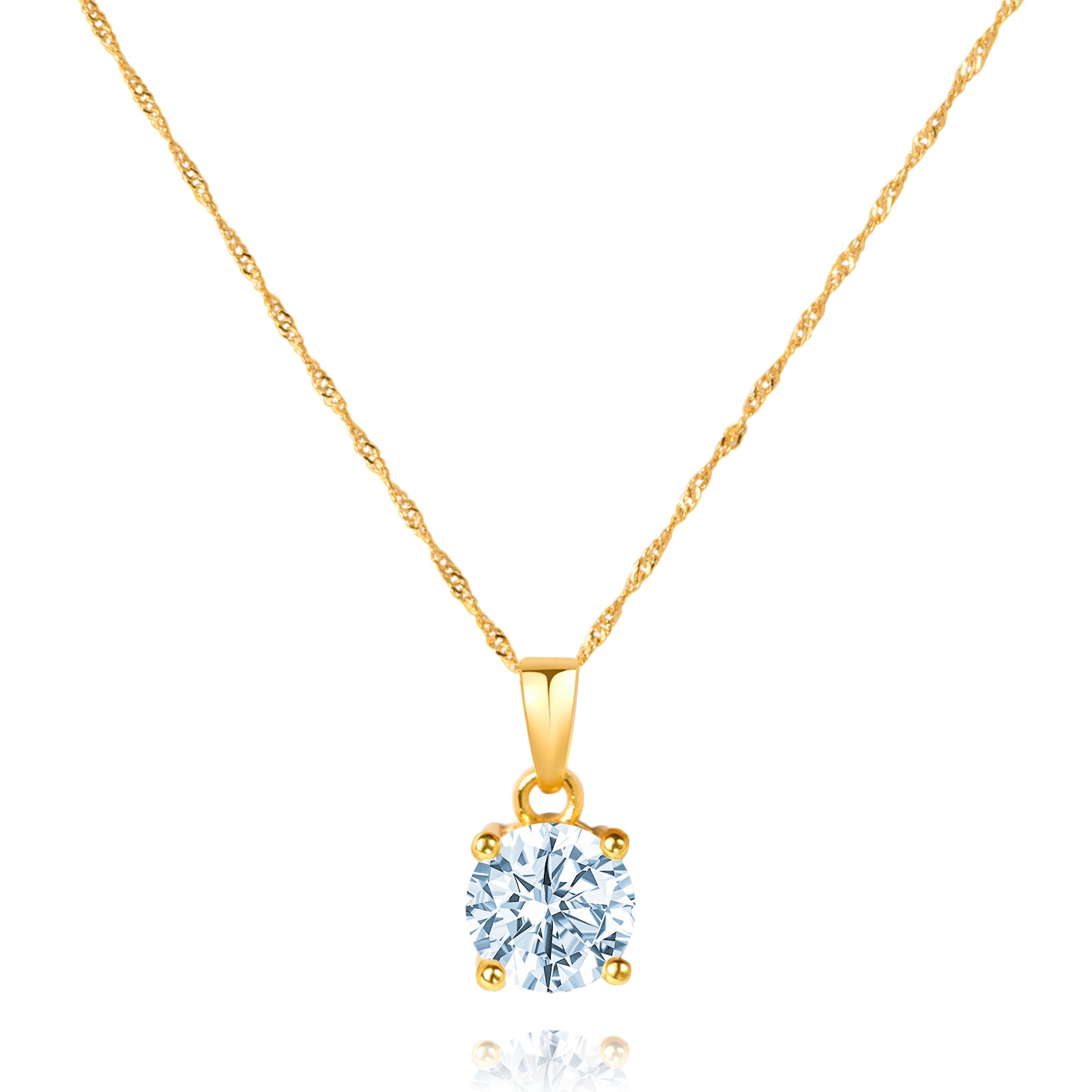 14K Gold Plated CZ Birthstone Necklace