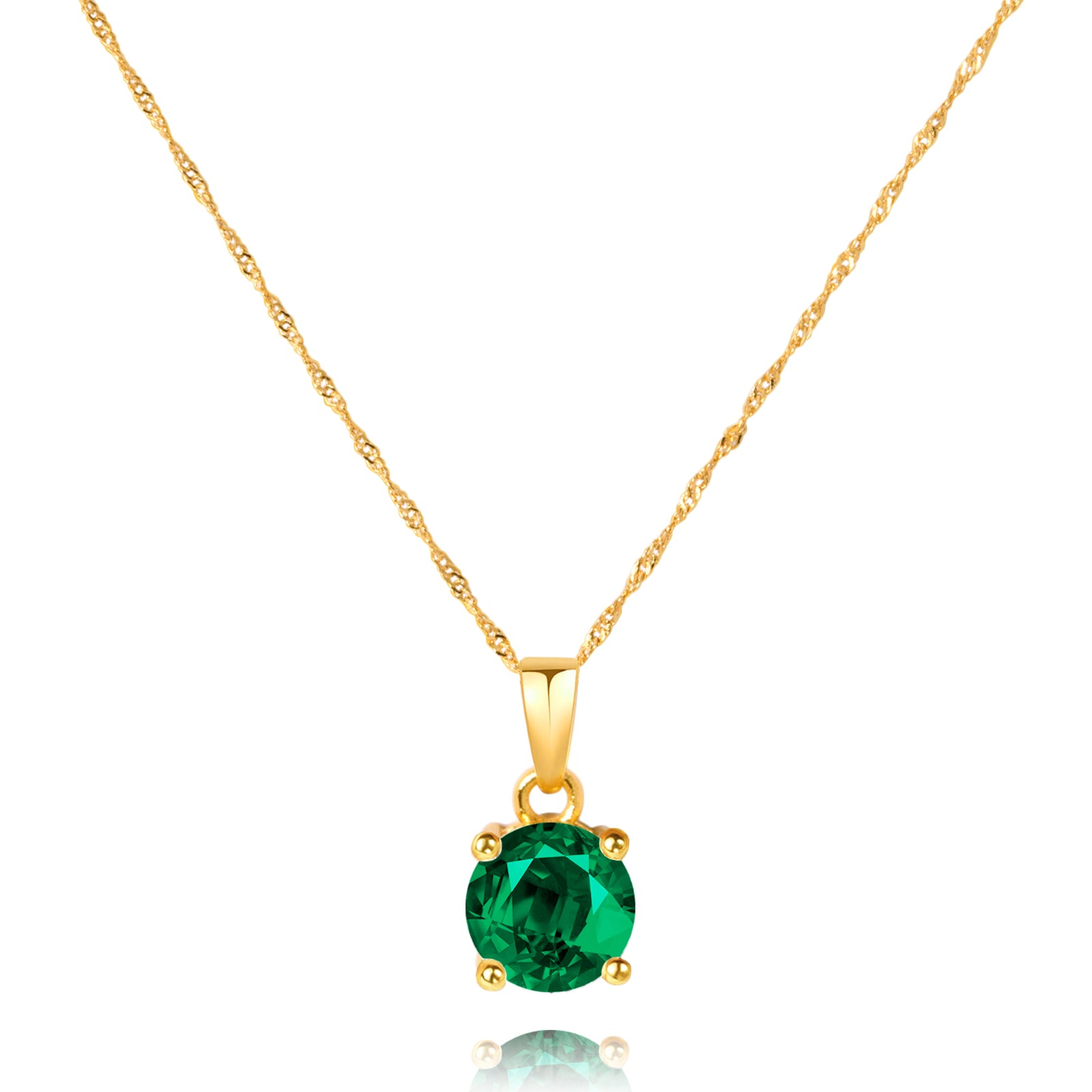 14K Gold Plated CZ Birthstone Necklace